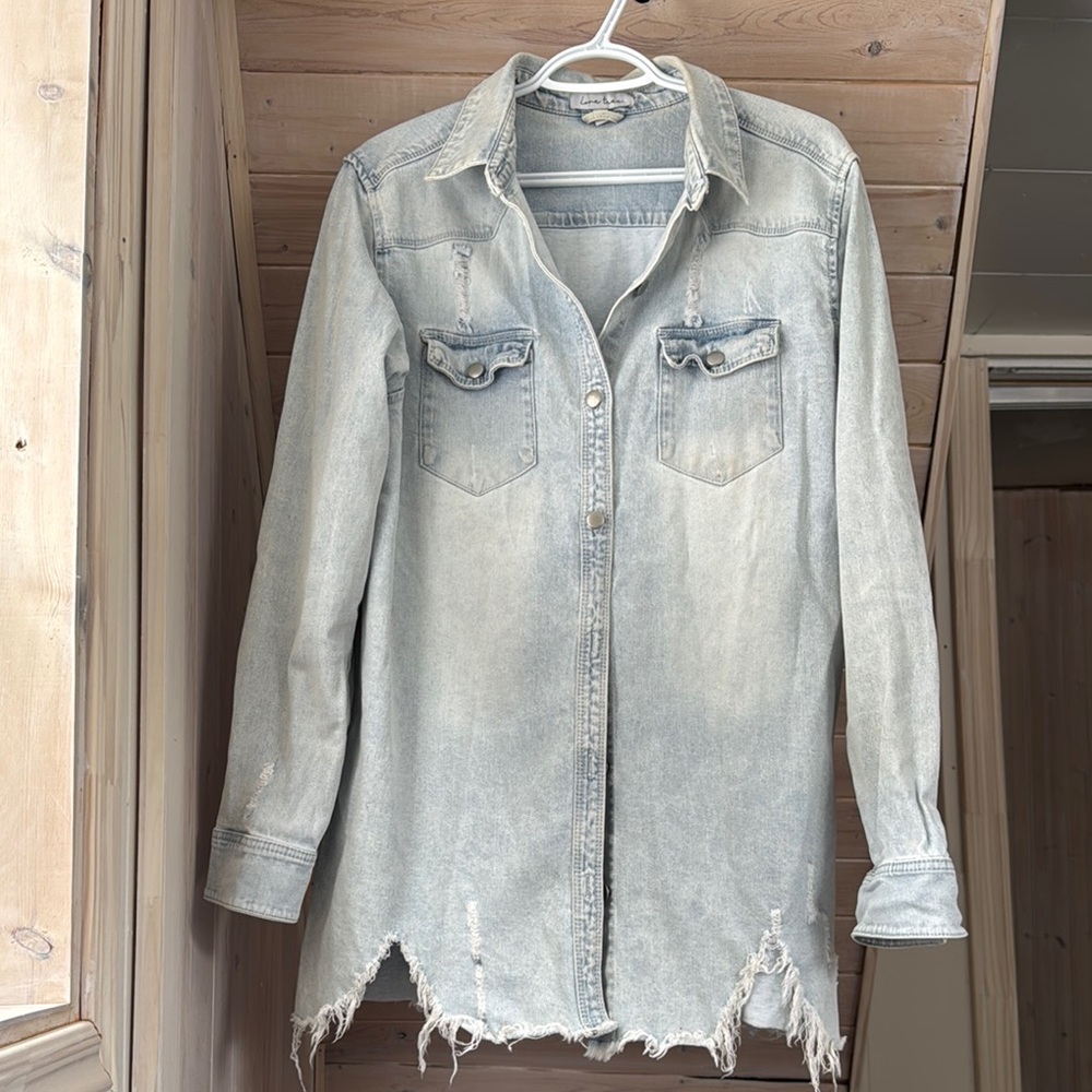 Distressed Denim Shirt Jacket